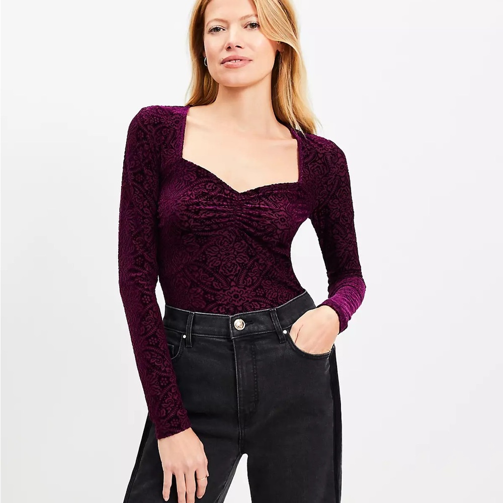 LOFT Women's Deep Purple Long Sleeve Tee